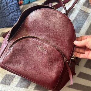 Authentic Kate Spade Deep Red Leather Backpack 🎒 like new!